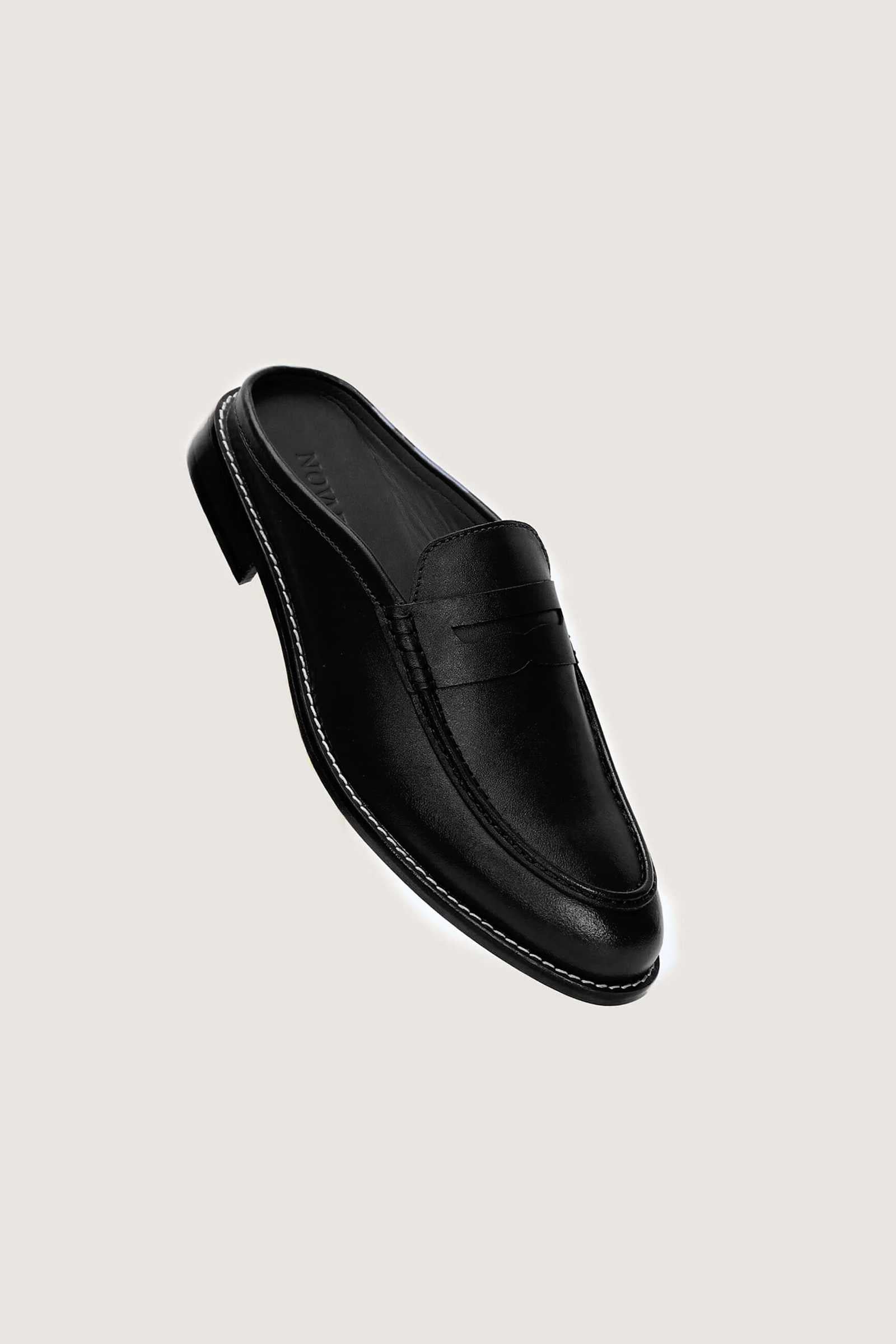 Penny Backless Leather Loafers - THREDS