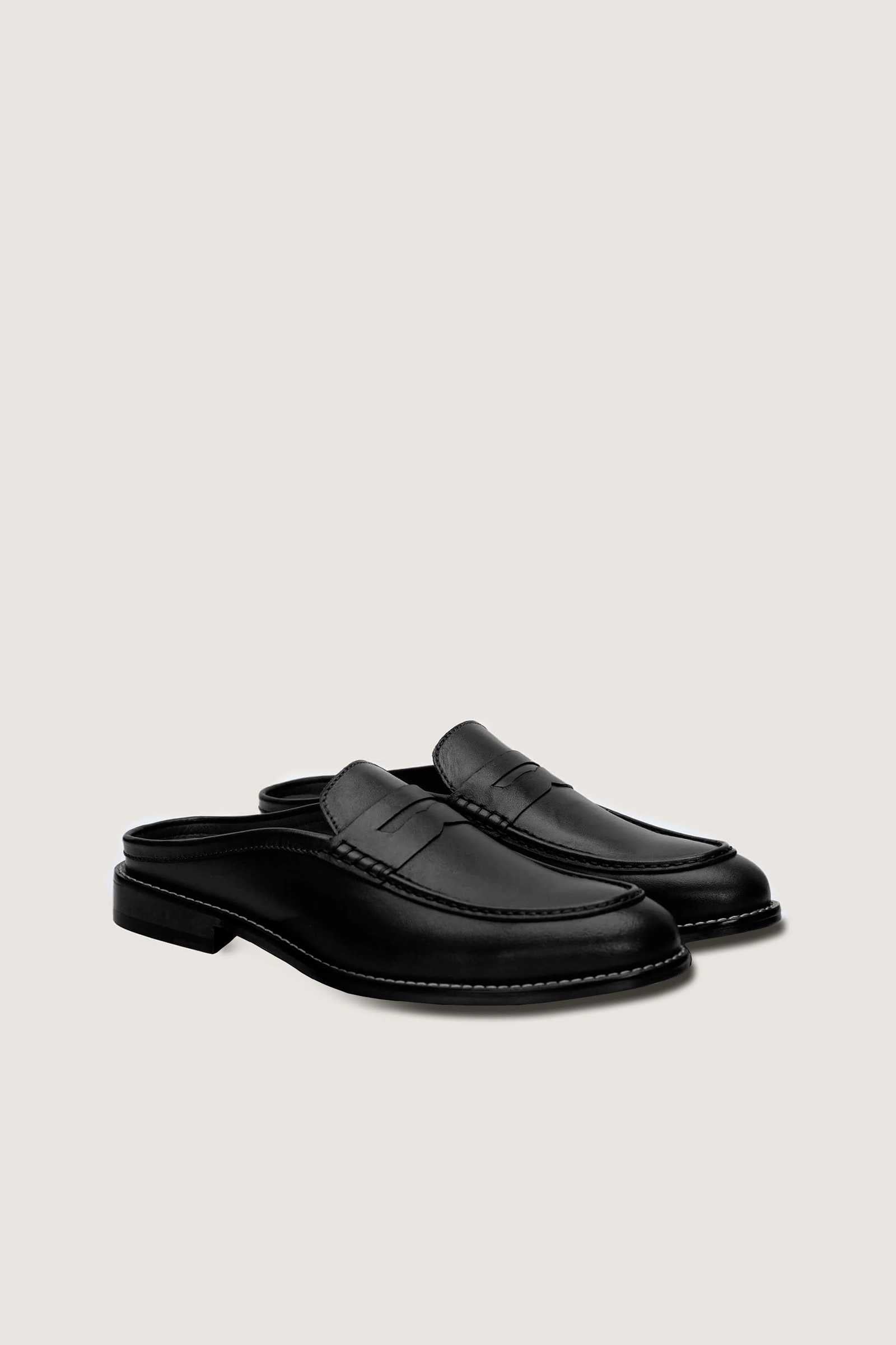 Penny Backless Leather Loafers - THREDS
